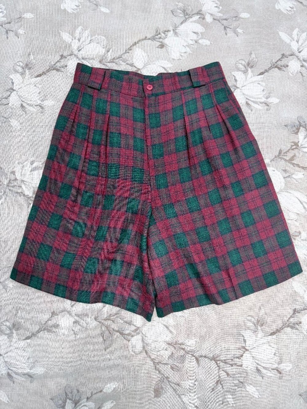 Vintage Briggs New York Plaid Wool Blend Culotte City Shorts USA Size 14